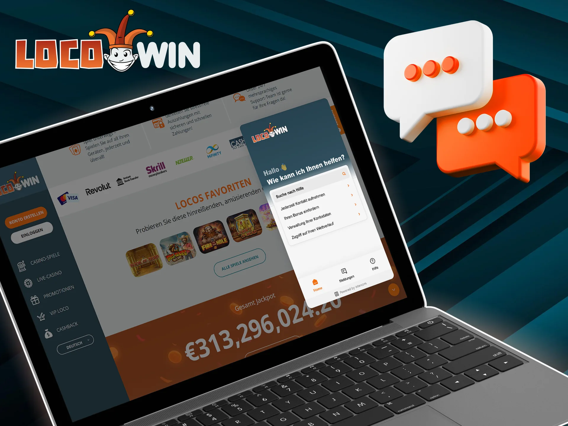 Saadaksesi nopeita vastauksia kysymyksiisi, voit ottaa yhteyttä LocoWin-tukipalveluun live-chatin kautta.